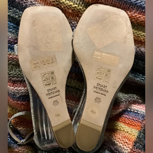 Stuart Weitzman Nudistlucite 85 Wedge Platino SILVER size 10B New/no box - Picture 5 of 5